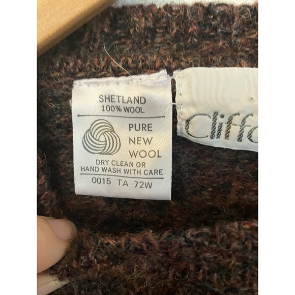 Vintage Women Clifford & Wills 100%  Shetland Wool Pullover Brown Sweater Medium - Picture 4 of 6